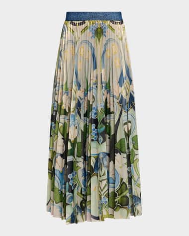 Mary Katrantzou Uni Metallic Pleated Midi Skirt