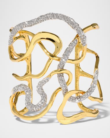 Alexis Bittar Solanales Gold Crystal Intertwined Cuff Bracelet