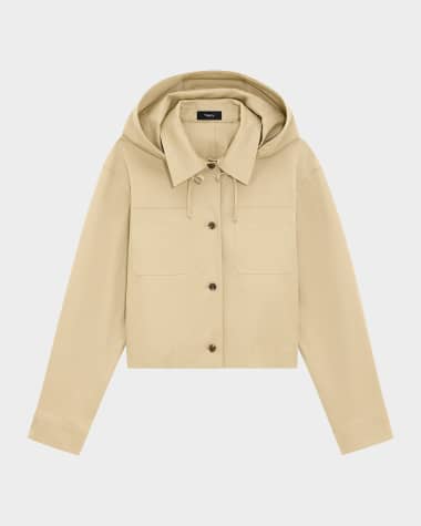 Theory Hooded Cropped Cotton Jacket