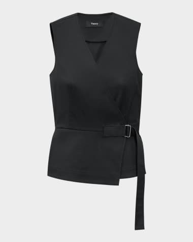 Theory Sleeveless Cotton Wrap Top