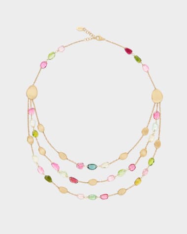Marco Bicego Lunaria 18K Tourmaline Three Strand Collar