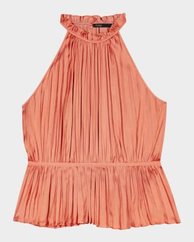 Maje Leville Pleated Peplum Top