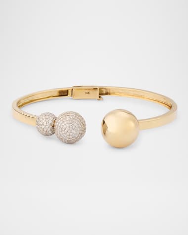 Siena Jewelry 14K Yellow Gold Diamond Ball Cuff Bracelet