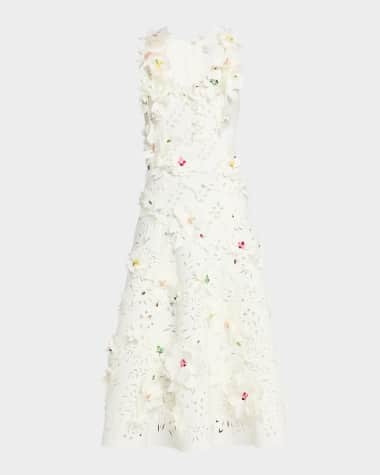 Badgley Mischka Collection Sleeveless Cutout Floral Applique Midi Dress