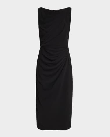 Badgley Mischka Collection Sleeveless Draped Midi Dress