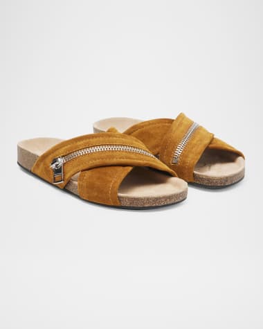 JW Anderson Biker Suede Zipper Crisscross Sandals