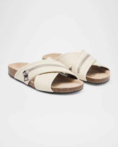 JW Anderson Biker Leather Zipper Crisscross Sandals