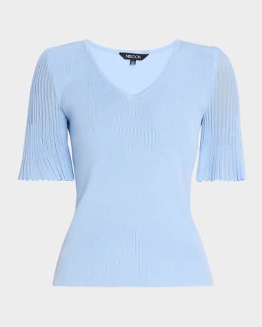 Misook Ribbed Flutter-Sleeve Heritage Fit Tunic