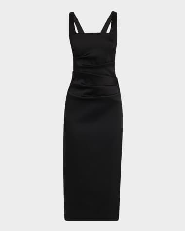 Aidan Mattox Square-Neck Stretch Mikado Midi Dress