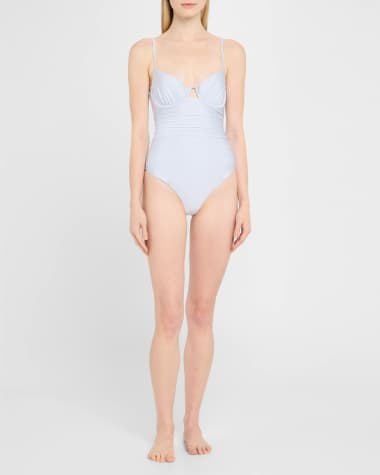 V-Neck Hardware One-Piece Swimsuit