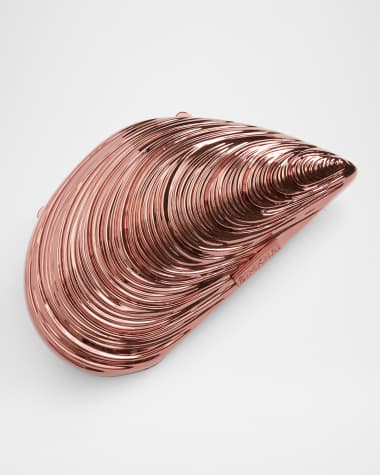 SIMKHAI Bridget Metal Oyster Shell Clutch Bag