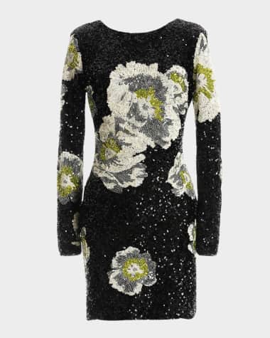 Dress the Population Black Label Nathalia Floral Sequin Bodycon Mini Dress