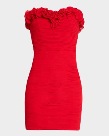 One33 Social Strapless Shirred Georgette Mini Dress