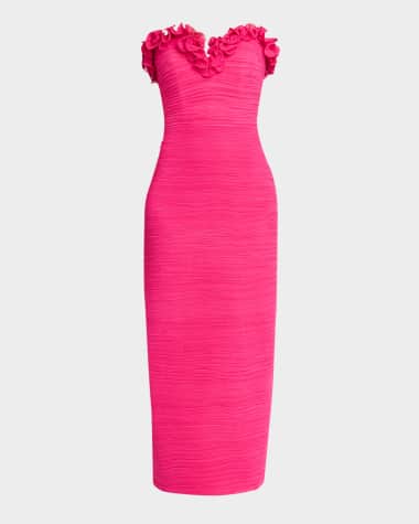 One33 Social Strapless Shirred Georgette Maxi Dress