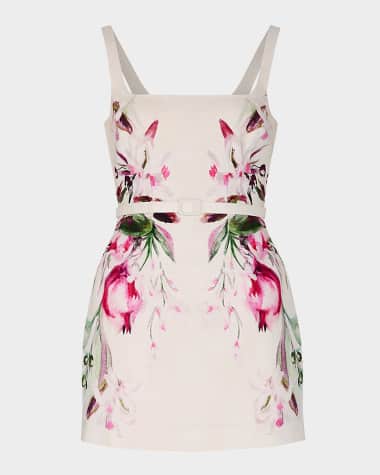 NICHOLAS Elissa Belted Floral-Print Mini Dress