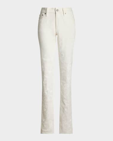 Ralph Lauren Collection Barrett Floral Painted Slim-Leg Jeans