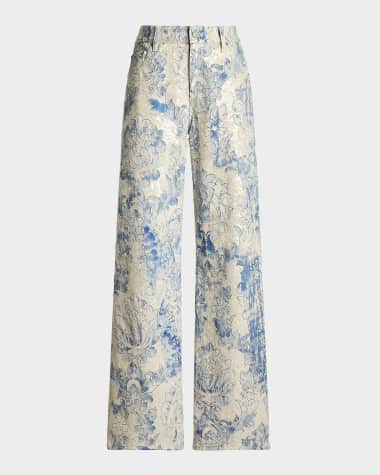 Ralph Lauren Collection Beaded Mercer Wide-Leg Denim Jeans