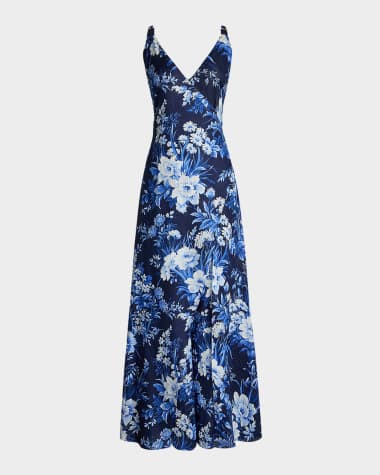 Ralph Lauren Collection Ferra Ombre Floral Linen Voile Wrap Jumpsuit