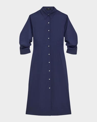 Theory Fixed-Sleeve Poplin Shirtdress