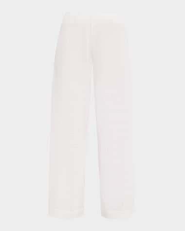 Brunello Cucinelli Linen-Silk Paillette Knit Straight-Leg Pull-On Pants
