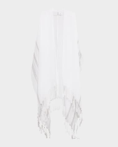 Brunello Cucinelli Metallic Striped Cotton-Linen Cape