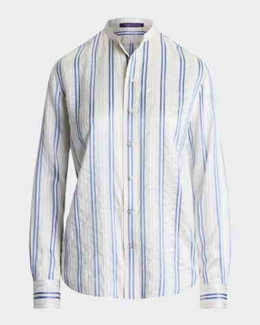 Ralph Lauren Collection Imann Striped Mulberry Silk Shirt