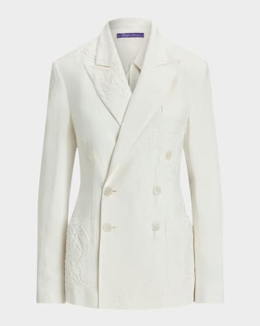 Ralph Lauren Collection Collen Embroidered Double-Breasted Jacket