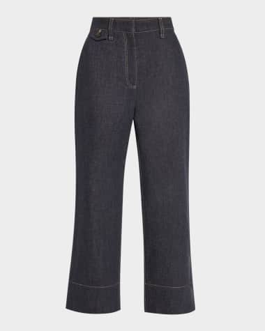 Brunello Cucinelli Contrast Stitched Crop Jeans