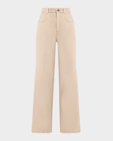Brunello Cucinelli Wide-Leg Jeans with Side Pleat