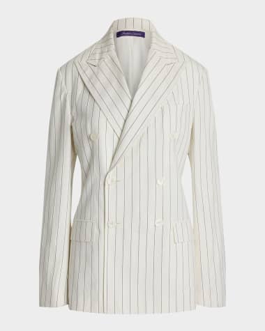 Ralph Lauren Collection Bennet Washed Ropestripe Double-Breasted Jacket