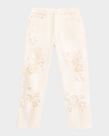 Ralph Lauren Collection Aisling Floral Devore Straight-Leg Ankle Jeans