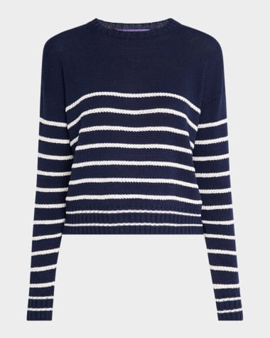 Ralph Lauren Collection Striped Lofty Silk-Linen Crewneck Sweater