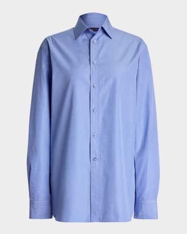 Ralph Lauren Collection Adrien End On End Cotton Button-Down Shirt
