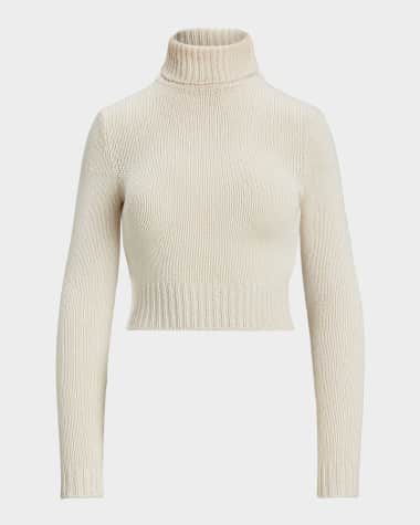 Ralph Lauren Collection Turtleneck Lofty Silk Jersey Crop Sweater