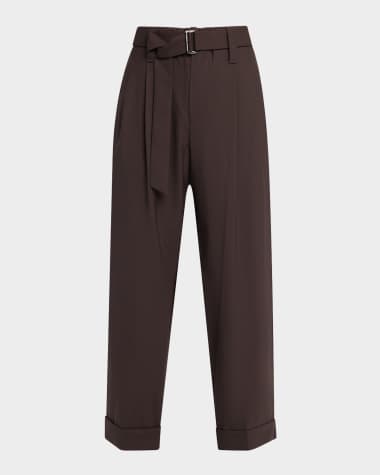 Brunello Cucinelli Tropical Wool Baggy Sartorial Pleated Ankle Pants