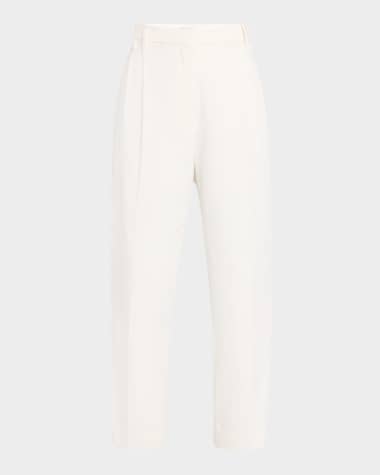 Brunello Cucinelli Pleated Cotton Twill Tapered Pants