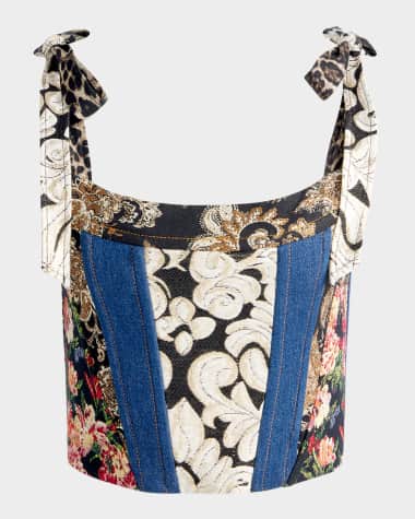 Alice + Olivia Clara Bow-Strap Paneled Bustier