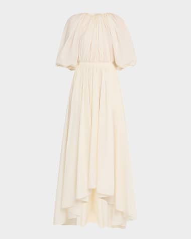 Philosophy di Lorenzo Serafini Gathered Short-Sleeve High-Low Dress
