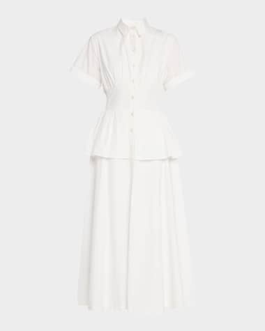 Rosie Assoulin Boogie Woogie Bugle Boy Peplum Midi Shirtdress