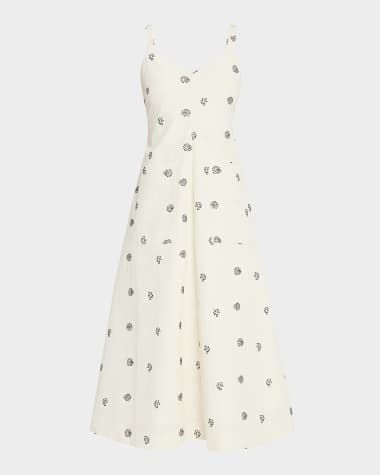 Rosie Assoulin Pocktail Spotted Sleeveless Midi Dress
