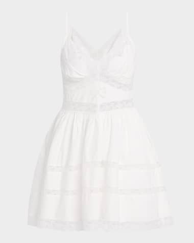 LoveShackFancy Zima Lace-Trim Mini Dress
