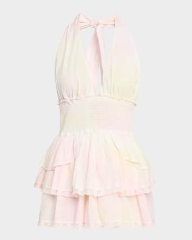 LoveShackFancy Deanna Halter Mini Dress