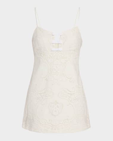 LoveShackFancy Rosalisa Embroidered Cotton Mini Dress