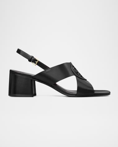 Tory Burch Miller Leather Logo Slingback Sandals