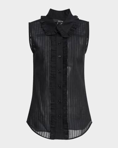 Smythe Sleeveless Ruffle-Trim Shirt