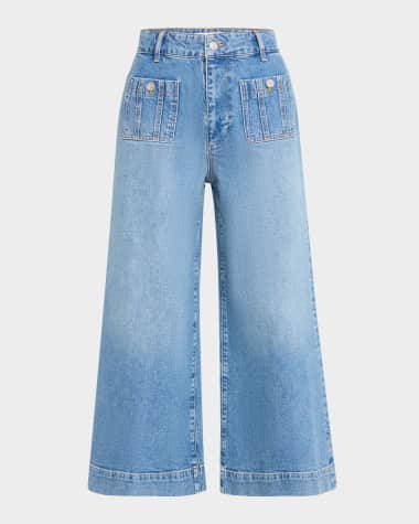 PAIGE Lola Wide-Leg Jeans with Seamed Patch Pockets