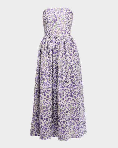 Shoshanna Dana Floral-Print Strapless A-Line Dress