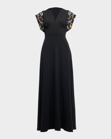 Shoshanna Matassa Floral Embellished Empire Gown