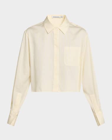 SIMKHAI Renata Long-Sleeve Crop Shirt