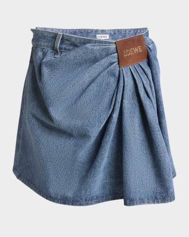 Loewe Draped Denim Mini Skirt